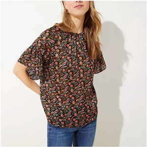 NEW Loft Blouse Womens Size XS Relaxed Fit Sheer Floral Office Career Shirt Top